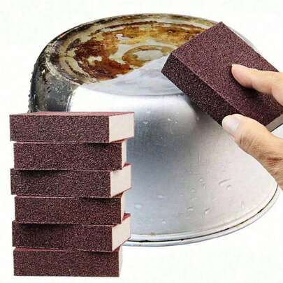1 pieza Esponja abrasiva con diamantes de imitación, herramientas de limpieza de cocina, eliminador de óxido para ollas y sartenes, bloques de esponja abrasiva, para cocina, baño, hogar, proveedores de artículos del hogar