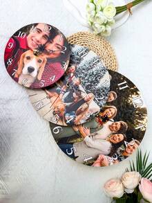 1PC Customized Personalized Wooden Clock, Personalized Clock, Holiday Party Decoration, Daily Family Gathering Party Decoration, Home Decor, Suitable For Mother's Day Decoration, Best Living Room Wall Clock, Christmas Decoration, Available In 3 Sizes - Multicolor 2 - View 3