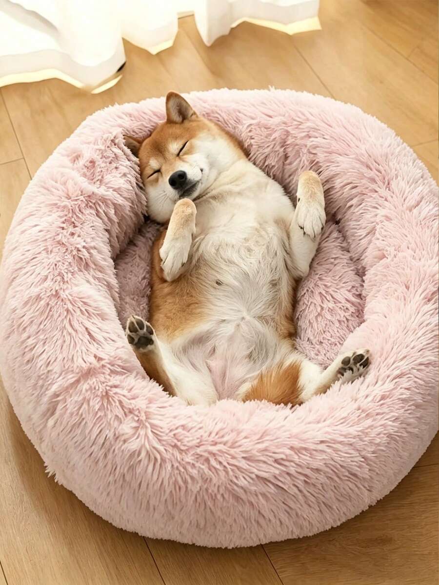 Solid Color Plush Non-Removable Pet Round Nest, Comfortable Soft Washable Pet Bed, Suitable For Cats And Small/Medium Dogs For Daily Home Use And Outdoor Carrying - Multicolor - View 1
