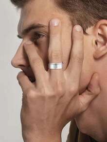 1pc Men's Titanium Steel Ring, Minimalist Plain Band Matte Brushed Finish, Daily & Party Jewelry - Vegetarianism - View 6