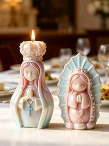 3D祈祷女孩硅胶模具，天使女孩造型，适用于制作香薰蜡烛、石膏雕像、树脂工艺品，可重复使用且易于脱模，家居装饰、节日装饰和洗礼礼物 - A - 查看 2