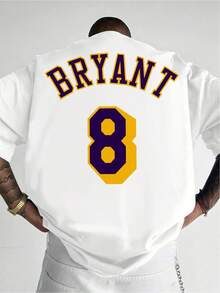 Mens Shirts Graphic Basketball Legend Tribute "BRYANT"+ No. 8 Classic Purple& Golden Printed T-Shirt, A Must-Have Basketball Nostalgia Casual Comfort Top For Men, PLUS SIZE - 白色 - 查看 2