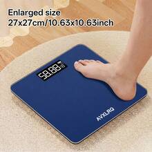AVXLRQ Digital Body Weight Bathroom Scale, Large Blue LCD Backlight Display, High PrecisionMeasurements, Tempered Glass - 純色版 - 查看 2
