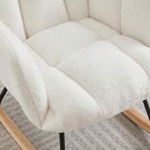 Modern Rocking Chair 69*89*101 Cm – Versatile Recliner For Living Room, Bedroom, Office, Children's Room & Balcony, Stylish Chair With Wooden Base & Metal Frame, Scandinavian Design - White - 查看 3
