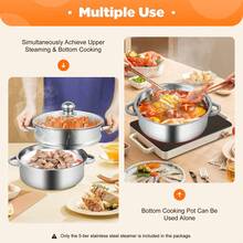 RainWeel 5 Tiers Stainless Steel Steamer Pot, Food G-Rade Polished Stainless Steel Steamer Cooker, Multipurpose Steam Cookware Steaming Pot Versatile Steamer For Healthy Cooking, Durable Large Capacity Steam Pot Cookware, Exhaust Hole, For Steaming And Cooking Fish, Shrimp, Crab, Rice, Vegetables, 26cm - View 9