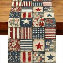 1pc Vintage 4th Of July Independence Day Table Runner, Retro Patchwork Design, Celebrating 250th Anniversary Of American Independence, Patriotic Home Kitchen Tabletop Decor - Multicolor - View 3