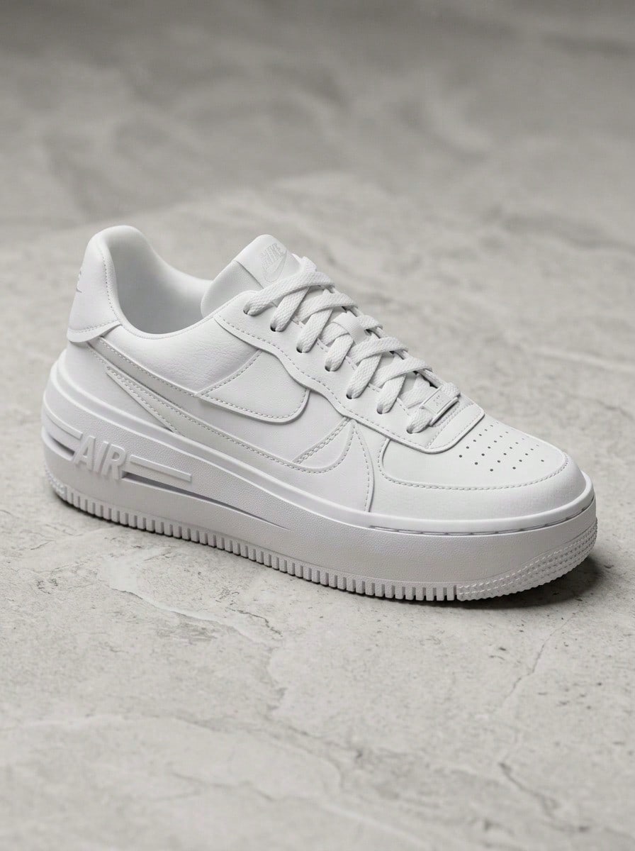 Nike 耐克 AIR FORCE 1 PLT.AF.ORM 白色 - 白色 - 查看 1