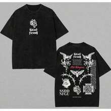Darcsport Wolves Work Oversized Washed Tee,Gym Tshirt Gothic Warrior Print With Vintage Fade, Brotherhood Statement Piece For Mental Reps – Heavyweight Gym Top, Gift For Gymer, Summer Wear – For Weargraphic Tees Vacation Fits Men Gifts Dailywear,Cosplaysummer Outfits For Womencamisetas Para Hombre - Black - View 1
