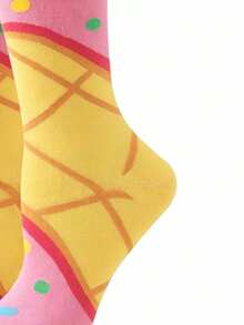 1 Pair Of Fun Ice Cream Jacquard Mid Tube Socks Sweet Wind Socks For A Girl's Heart Versatile And Cute Casual Socks - Multicolor - View 4