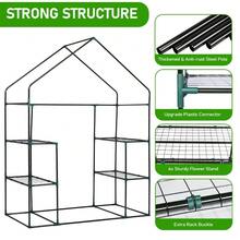Mini Walk-In Greenhouse With PE Cover, 4-Shelf Indoor Outdoor Plant Gardening Green House For Garden Backyard, 56" X 29" X 77", Green - Default - View 2