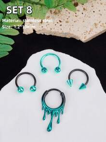 Bộ 4 chiếc khuyên mũi Gothic 16G hình đầu lâu, khuyên mũi hình dơi, khuyên mũi hình trái tim, khuyên môi bằng thép không gỉ, khuyên mũi hình trái tim màu đỏ đen, khuyên mũi hình móng ngựa, khuyên mũi hình bàn cờ đen trắng, khuyên mũi dạng vòng có khớp nối, khuyên tai sụn, khuyên tai vành tai, khuyên tai sụn tai, khuyên mũi dạng vòng, khuyên mũi dạng dây xích cho nam nữ, quà tặng 10mm, trang sức dự tiệc, hẹn hò, Giáng sinh, Halloween, đeo hàng ngày. - Nhiều màu - Xem 16