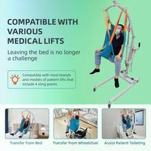 Size L Patient Lift Sling For Home Use, Padded U-Sling With Adjustable Head Support, Divided Leg Design For Toileting, Universal Fit, Supports Up To 500 Lbs - View 4