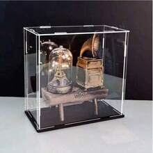 Caja de exhibición de acrílico transparente, disponible en 50 tamaños, ensamblaje DIY, adecuada para exhibir y proteger del polvo modelos, bloques de construcción, artesanías y recuerdos - Placa base de PVC negro de 5 mm. - Ver 4