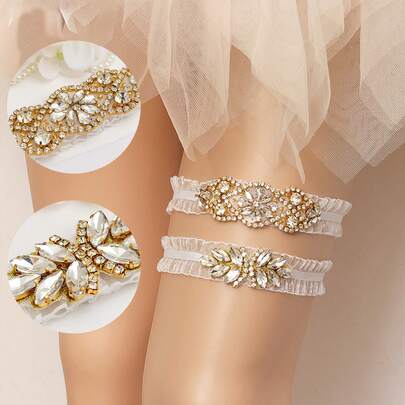 2 chiếc dây nịt cưới cô dâu, phụ kiện trang trí chân, dây nịt chân gợi cảm, đạo cụ chụp ảnh cưới, quà tặng tân hôn, phụ kiện trang trí chân váy cưới.