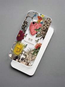 1 pieza Funda protectora de teléfono personalizada y creativa con patrones impresos de sol, luna, mariposa, flor, letra, corazón, de material TPU suave y transparente, con protección para la lente de la cámara, compatible con Apple, Nothing, Pixel - Multicolor - Ver 7
