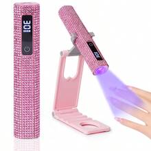 GANLAIX USB Rhinestone Handheld Rechargeable Nail Lamp With LCD Display, Mini Portable Nail Polish Gel Curing Light, White Diamond Linear Design, Small Fast-Drying Nail Gel Curing Machine, Portable Nail Tip Curing Lamp, Powerful LED Beads 1 Bead Equivalent To 8 Beads Effect, No Blind Spots, Newly Upgraded Beads, 8x Convex Lens, Strong Focus, Fast Gel Curing, More Efficient Nail Art - Multicolor - View 10