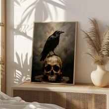 1 pieza Póster de pintura al óleo estilo Dark Academia con cuervo y calavera, decoración gótica vintage, obra de arte misteriosa y sombría con temática de Halloween, adecuado para sala de estar, dormitorio, dormitorio estudiantil, apartamento, oficina, baño, cocina, comedor, sala de juegos, biblioteca, estudio y decoración de fiesta de Halloween, regalo perfecto para amantes del arte oscuro, decoración del hogar - Multicolor - Ver 9