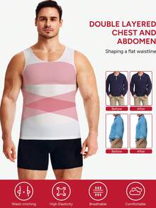 TAILONG Men's Summer V Neck Mesh Breathable High Elasticity Compression Shirt Sleeveless Shaping Vest Tummy Control Crisscross Back For Gym Sport Daily Wear - White - View 2