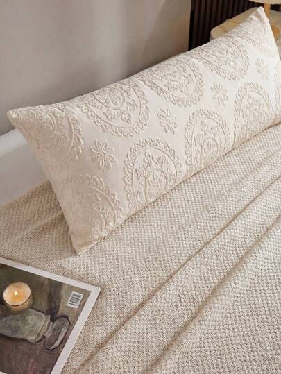 1 chiếc vỏ gối trang trí hình chữ nhật khoét rỗng họa tiết hoa màu be và xám - Chất liệu polyester mềm mại, vỏ gối màu xanh lá cây phù hợp cho ghế sofa phòng ngủ - Gối tựa lưng trang trí, trang trí mùa đông, quà tặng lý tưởng, dùng được cả bốn mùa