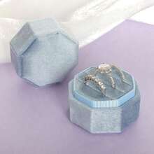 Octagon Ring Box With 3 Slots Detachable Lid Blue - 藍色 - 查看 3