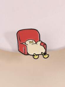 1 Pc Slouchy Duck On Couch Enamel Pin, Unique Fashion Accessory, Perfect Gift Idea, Durable & Stylish Design, Ideal For Collectors - Multicolor - View 2