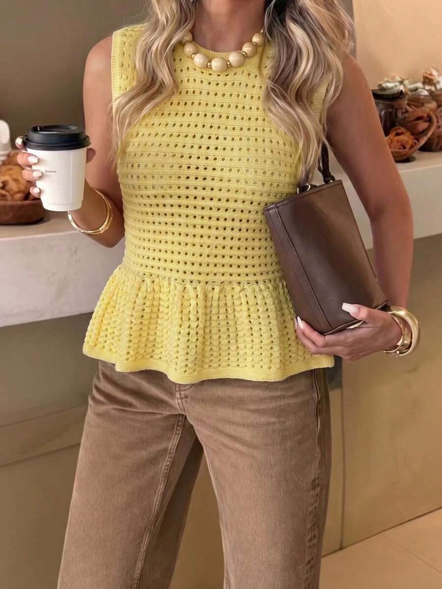 Women's Minimalist Elegant Knit Top, Casual Chic Style, Spring/Summer