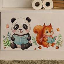 1PC Deer And Panda Wall Clings,Squirrel And Panda Wall Sticker,Self-Adhesive Reading Window Stickers For Glass, Animals Window Stickers Make Great Gifts.Suitable For Bedroom And Living Room, Dining Room, Study, Bathroom - A - View 9