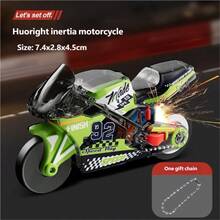 Inertia Flame Motorcycle Toy, Realistic Racing Car Model, Friction Glowing Stunt Motorcycle, Flint Motorcycle Inertia Motorcycle Cool Realistic Mini Racing Car Keychain Pendant Model Decoration Stress Relief - Multicolor - View 6