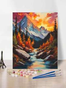 24-Color Adult DIY Digital Oil Painting Kit, 40*50cm/16*20inch, Includes 1pcs Canvas, 3pcs Different Paint Brushes & 1pcs Color Chart, Ideal For Living Room, Bedroom, Office & Home Wall Decoration, Perfect Gift For Valentine's Day, Birthday, Mother's Day, Christmas & All Holidays, Professional Adult Art Usage (Unframed) - Multicolor - View 2