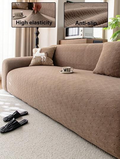 1pc Classic Solid Color Sofa Cover, High Elasticity, Dust-Proof And Dirt-Resistant, Machine/Hand Washable Furniture Protector, Suitable For All Seasons, Fits 3/4-Seater Sofa (Multiple Sizes Available)