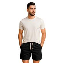 Set Of 3 Premium Linen Shorts For Men - Luxury Beachwear - 鏽棕色 - 查看 8