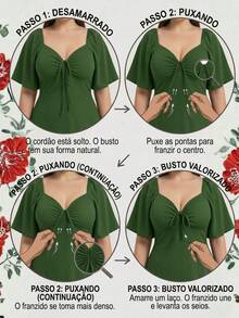 Elegant Plus Size Short Loose-Fit Shaping Dress With Adjustable Bust, Enhances And Lifts Breasts, Back With Tie, Sizes 46 To 56 - Olive Green - View 4