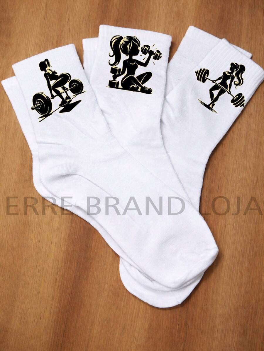 Kit Of 3 Pairs Of Training Socks For Weightlifting, Cross Jumpers, Athletes, Lightweight, Comfortable, Fits Sizes 34 To 42. - 白色 - 查看 1