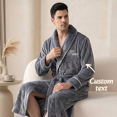 1 pièce Peignoir en peluche personnalisé pour femme, peignoir en peluche avec broderie personnalisée, cadeau de demoiselle d'honneur, peignoir personnalisé, peignoir de spa, peignoir de mariage, mariage, accessoires de mariage, cadeaux de demoiselle d'honneur. Ambiance vacances pour salon de beauté, hôtel, sports, articles ménagers essentiels, amour éternel, cadeau fête des mères