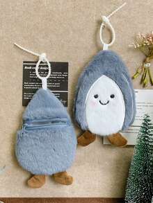 1pc Cute Pumpkin Seed Shaped Coin Purse, Unisex Plush Wallet, Card Holder, Earphone Case, Data Cable Pouch, Gift - Multicolor - View 3