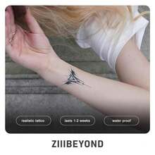 1pc Sharp Aura Herbaceous Style Thorn Pattern Tattoo Stickers, Korean, Y2K Vibe, Waterproof, Sweat-Resistant, Non-Reflective - Black - View 2
