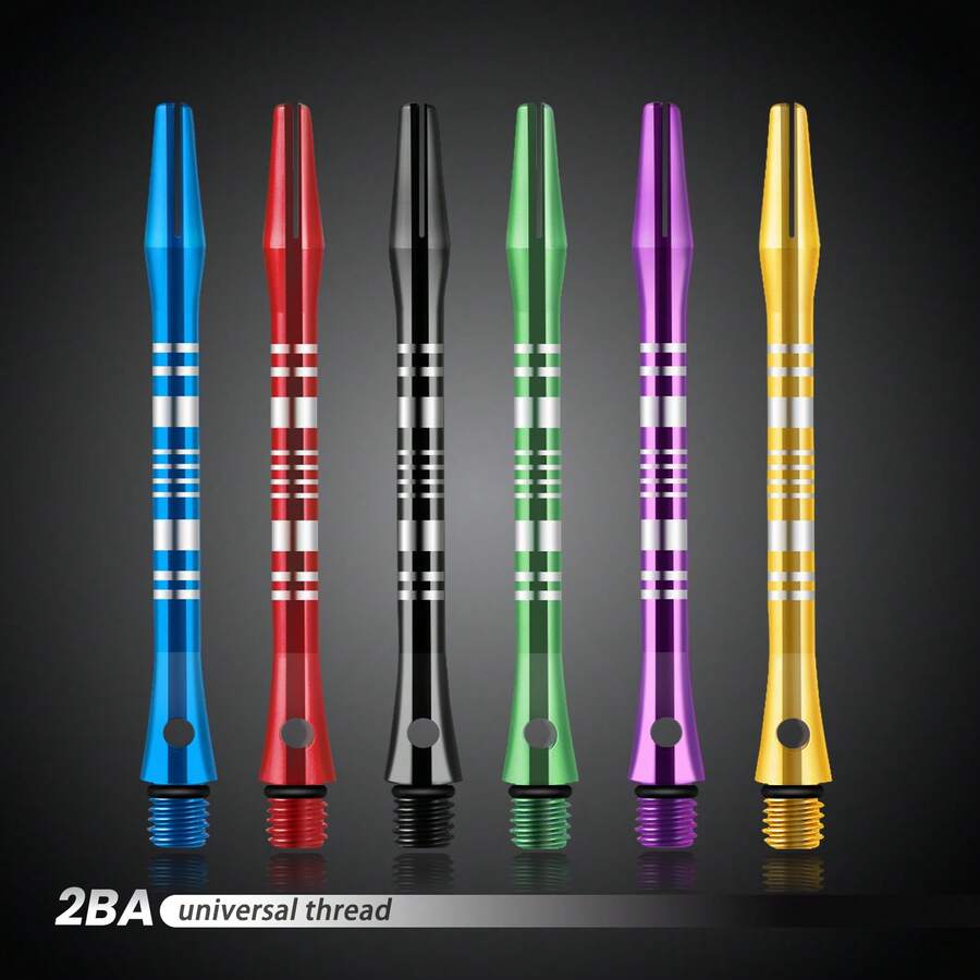 6pcs Aluminum Dart Shafts, 51mm Medium Length, 2BA Universal Thread, Engraved Durable Design, 6 Color Options, With Anti-Slip O-Rings For Improved Flight Stability, Suitable For Beginners And Professionals, Competition Practice And Leisure Games, Durable And Scratch-Resistant Dart Accessories, Great Gift Choice - Multicolor - View 1