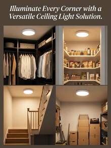 JYWDlights 1pc 10000mAh Modern White LED Ceiling Light, 7.7 Inch, Rechargeable Radar Sensor, ABS+PC Material, Wireless Dimmable 3 Colors, With Remote Control, Suitable For Corridor, Wardrobe, Bathroom - one-size - View 9