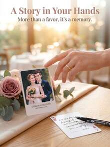 1Set (54pcs)Custom Wedding Photo Playing Cards With Names, Date & "With Love" Text, Premium Gift Tin Box, Elegant Guest Book Alternative Signature Cards For Reception Party Favors, Heartfelt DIY Message Keepsake Gift For Bride And Groom Couple - Multicolor 4 - View 4