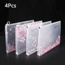 A4 Waterproof Cherry Blossom Style File Storage Zipper Bags, Used For Organizing Study Supplies, Study Office Supplies, Home Organization, And Travel Storage - Multiple Styles - View 8