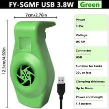 Aquarium Cooling Fan,USB 5V Mini Aquarium Chiller 2 Speed Adjustable Tank Fan For Less Than 20L Fish Tank (Less Than 0.3" Glass Thickness) - Green - View 1