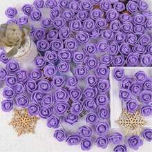100个迷你泡沫玫瑰花头,紫色人造花散装泡沫玫瑰,适用于工艺品、DIY婚礼花束、婴儿派对中心装饰品、花卉布置、派对餐桌装饰、家居装饰 - 淡紫色 - 查看 6