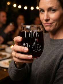Interesting 40th Birthday Footless Wine Glass: Laser Engraved Gift - Transparent - View 5