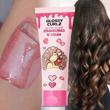 300g Shiny Curl Defining Cream - Moisturizing & Frizz Control Curl Enhancer | Adds Sparkle And Glow | Hydrating Leave-In Conditioner For Smooth & Defined Curls, Ideal For Parties, Stage Shows, And Celebrations - Pink - 粉紅色的 - 查看 1