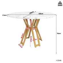 Round Dining Table (100 X 100 X 76 Cm), Lightweight And Luxurious, Seating 4-6 People, Suitable For Dining Room And Living Room, With Gold Table Legs And A Marble-Effect MDF Top. - Khaki - View 7