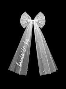 Bridal Pearl Bow Hair Clip, Suitable For Bachelorette Party And Pre-Wedding Hairstyles With Mesh Fabric - Multicolor - View 11