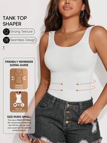 Suprenx 1pc Women's Sleeveless Tank Top, Slimming Shaping, Breathable Soft, Shapewear, Essential For Outings, Y2K Style - White - View 1