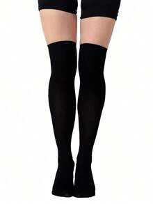 1/2/3 Pairs Thigh High Socks, Lolita JK Soft Girl Style, Suitable For Sweet Fashion, Comfortable & Warm - màu đen - Xem 2