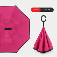1pc C-Handle Reverse Umbrella, Waterproof Printed Canopy, Hands-Free For Car & Daily Use - Multicolor - View 41