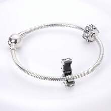 1 Peça Conta com Clipe Banhada a Prata, Botão Coração da Sorte, Dragão, Cruz, Estrela-do-Mar e Estrela, Charm para Pulseira e Colar, Contas para Fabrico de Joias DIY, Acessório Básico - Prata - Ver 7